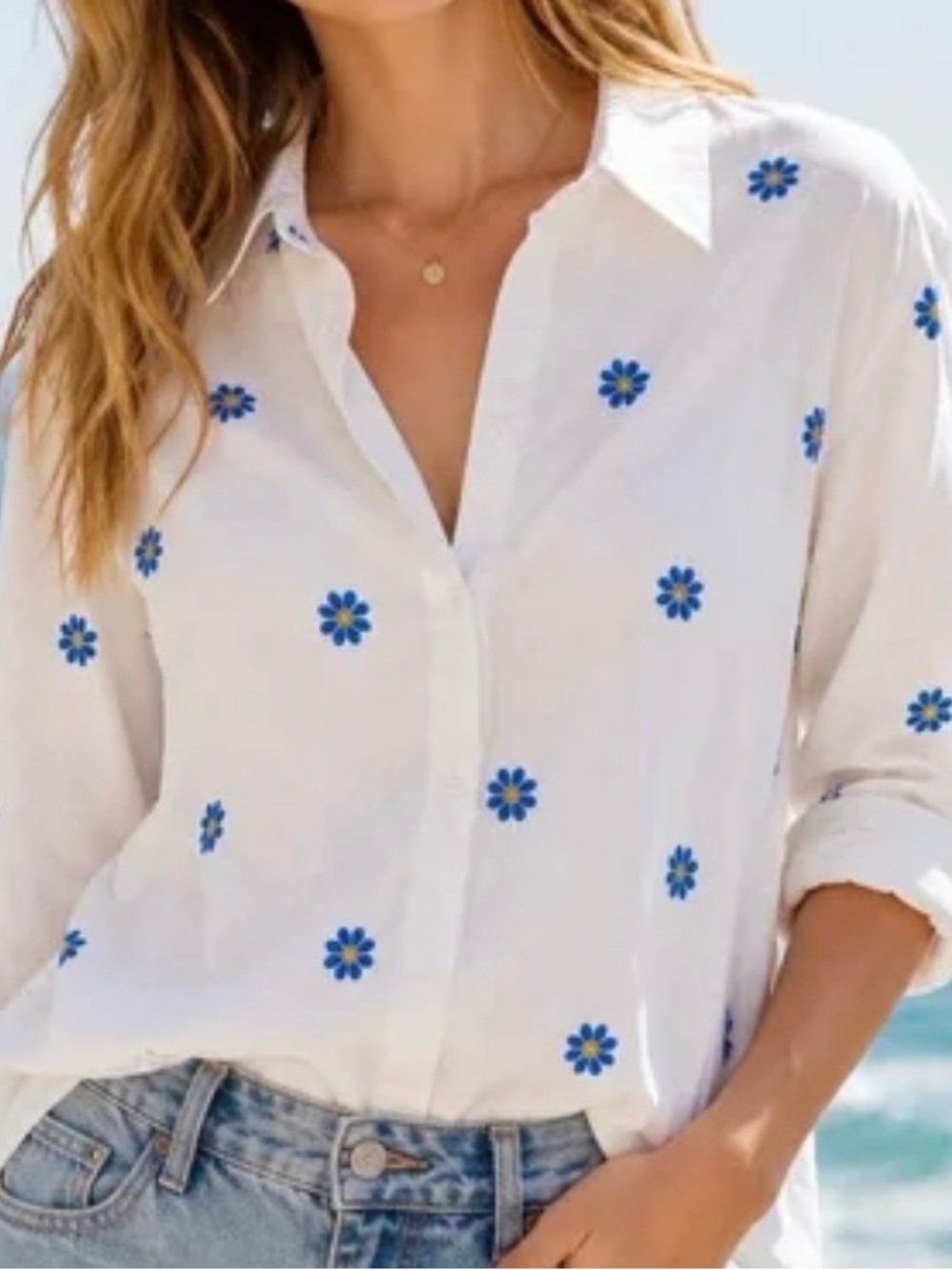 TAMARA H Poplin Floral Pattern Blouse NWOT